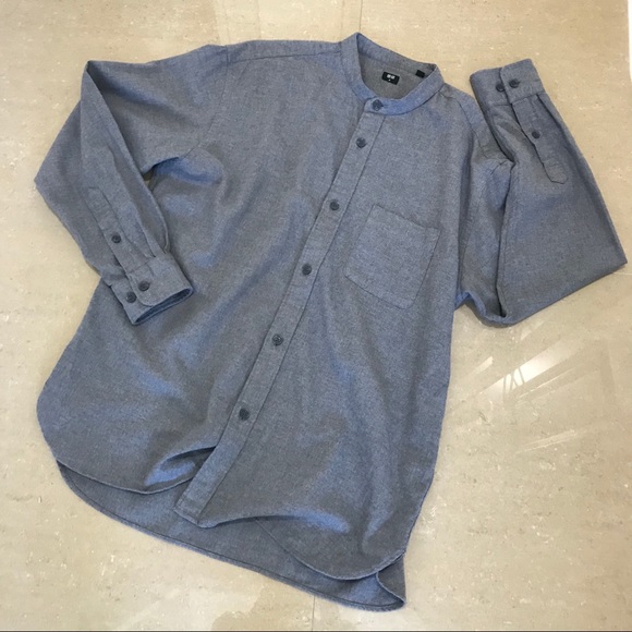 Uniqlo Flannel Button Down Sz M Gray - Picture 4 of 5